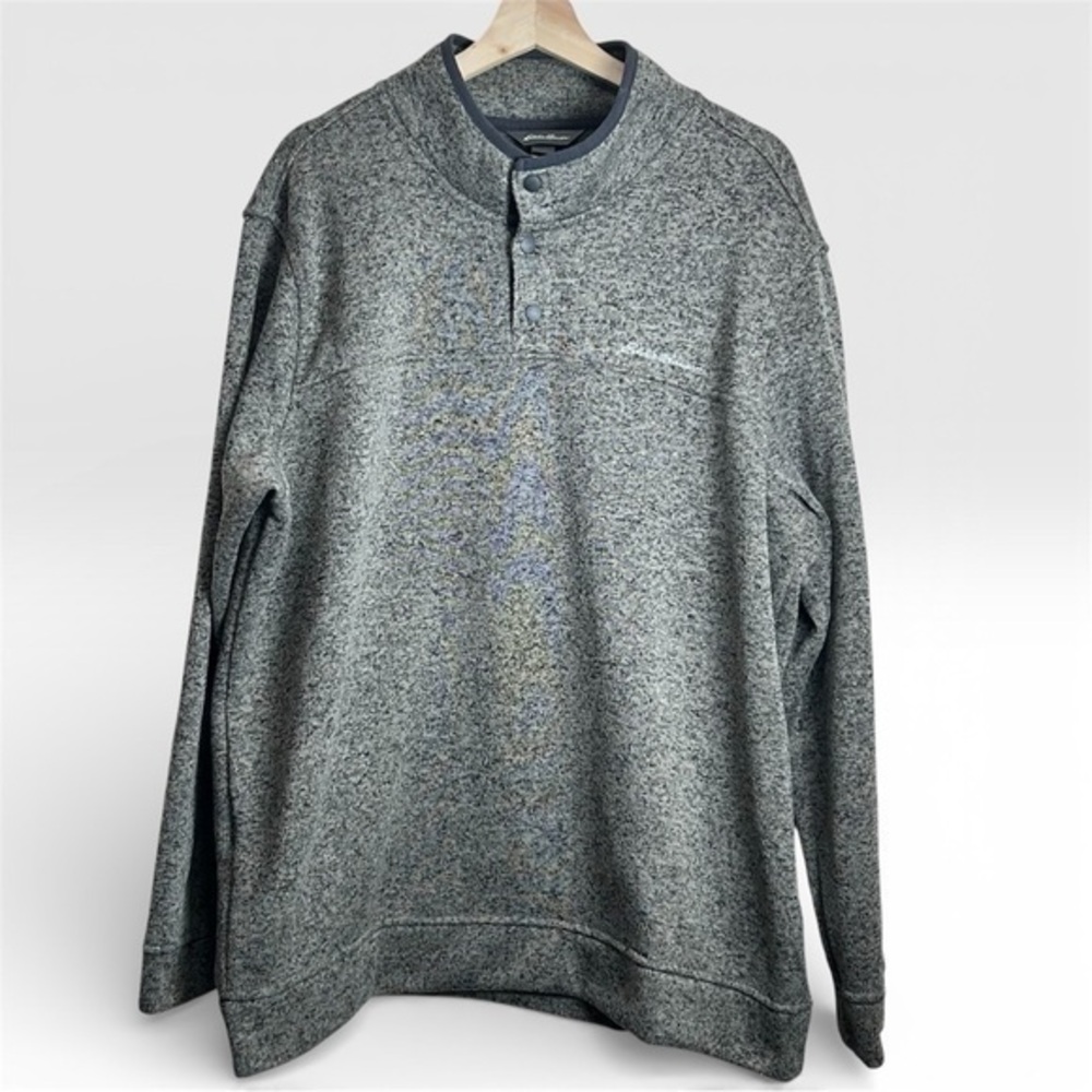 Eddie Bauer Men's XXL Radiator Fleece Snap Mock Pullover Green Marled